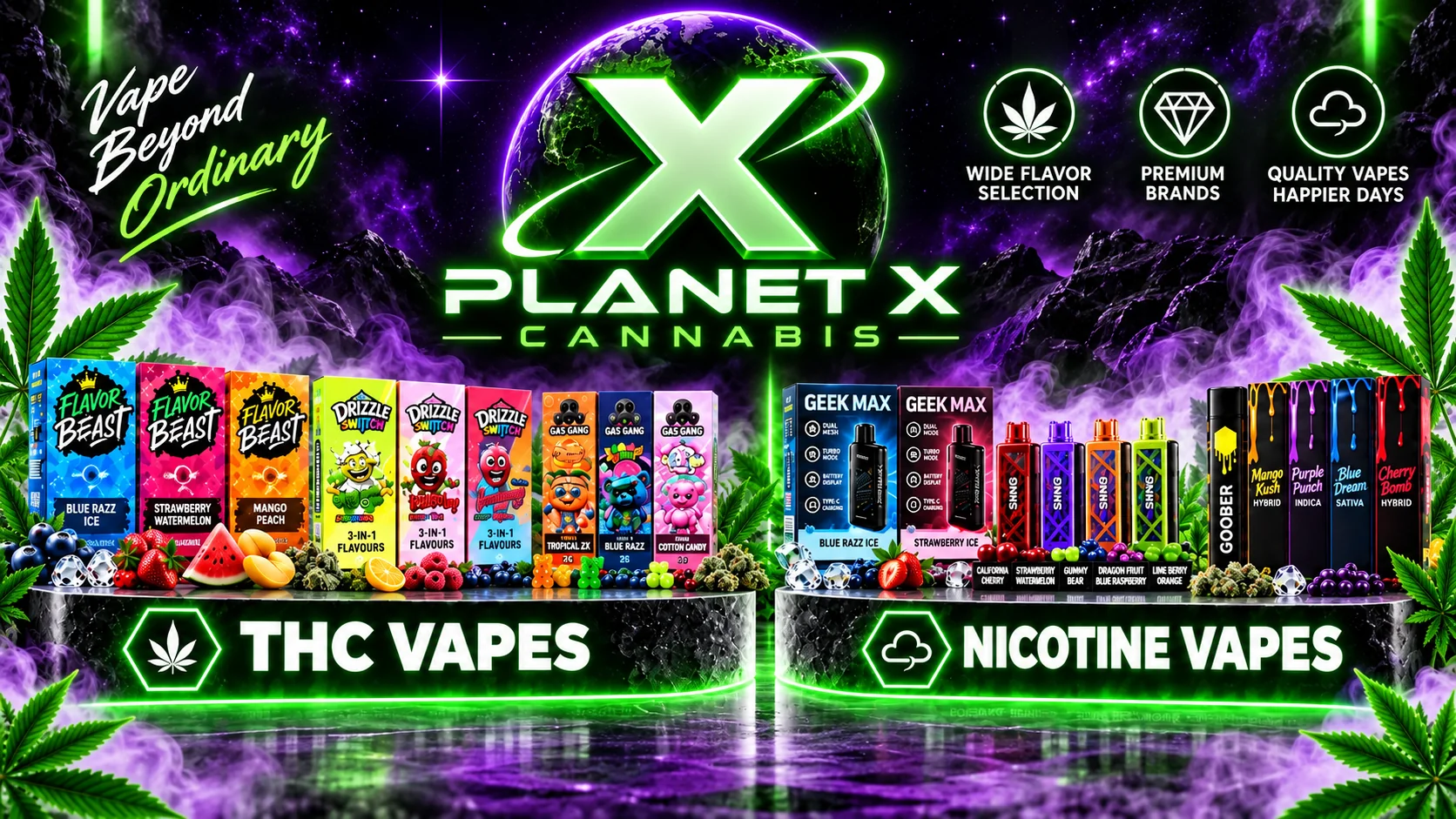 The Planet X Cannabis nicotine vapes and THC vapes The Planet X Cannabis in North York — nicotine vapes and THC vapes
